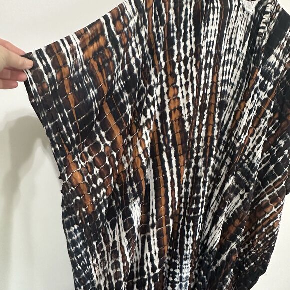 Suzie Blue Bali Kimono Open Front One Size Tie Dye Swim Cover Vacation Boho NEW - Picture 3 of 6